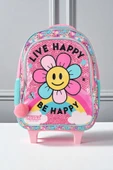 Muggle 2 Bölmeli Live Happy Çekçekli Okul Sırt Çantası Pembe - 1
