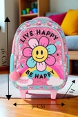Muggle 2 Bölmeli Live Happy Çekçekli Okul Sırt Çantası Pembe - 2