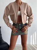 3 iplik şardonlu Önü çıtçıtlı cepli ceket bej f2226 thumbnail 2