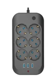 Termal Akım Korumalı, Çocuk Korumalı, 6’lı 2 Mt Uzatma Kablosu 6 X Priz, 3 X Usb - 1