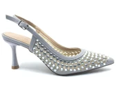 Feles Arkası Açık Zümrüt Taş Detaylı Stiletto Kadın Ayakkabı thumbnail 3