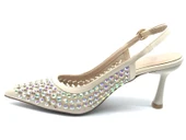 Feles Arkası Açık Zümrüt Taş Detaylı Stiletto Kadın Ayakkabı thumbnail 8