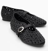 Feles Delik Taş Detaylı Kadın Babet Ayakkabı thumbnail 8