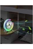 Masaüstü Vantilatör Usb Şarjlı Rgb Led Işıklı 3 Kademeli 180° Ayarlanabilir Soğutucu Fan Pembe thumbnail 8