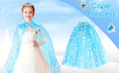 Karlar Ülkesi Elsa Frozen Mavi Pelerin – 80 Cm Kar Desenli Çocuk Pelerini ( Taç Hariç ) thumbnail 4