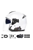 Y20 2x 1000m Telsiz Mesafeli 2 Kişi Bağlantılı Bluetooth Kask Kulaklık Fenerli İntercom - 6