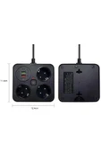 Akım Korumalı Anahtarlı Priz - 3x Priz - 2x Usb - 2x Type-c - 2 Mt Kablo Hızlı Şarj Özellikli Siyah - 8