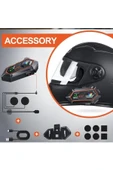 Y20 2x 1000m Telsiz Mesafeli 2 Kişi Bağlantılı Bluetooth Kask Kulaklık Fenerli İntercom - 5