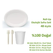 Ekolojik 48 Kişilik Parti Piknik Sofra Sunum Seti - 28x20 Cm. Oval Tabak Bardak Çatal Kaşık Takımı thumbnail 2