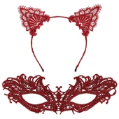 Şık Kırmızı Dantel Maske Ve Taç Seti 5 No – Maskeli Balo  Özel Etkinlikler thumbnail 2