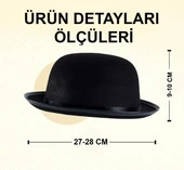 Charlie Chaplin Stil Yetişkin Şapkası – Siyah Melon Parti Şapkası - 5