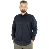 Büyük Beden Erkek Keten Cepli Gömlek 20386 Lacivert thumbnail 1