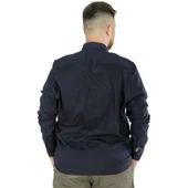 Büyük Beden Erkek Keten Cepli Gömlek 20386 Lacivert thumbnail 4