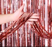 Rose Gold Püsküllü Kapı Perdesi - Parti, Bekarlığa Veda, Doğum Günü 1x2 M - 2