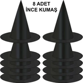 8 Adet Siyah Cadı Şapkası – Yetişkin  Çocuk Kostüm Aksesuarı thumbnail 1