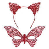 Gösterişli Kırmızı Dantel Maske Ve Taç Seti 7 No – Masquerade Ve Davetler İçin thumbnail 2