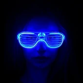 Mavi Led Işıklı Parti Gözlüğü - Neon Glow Şerit Gözlük 3 Modlu thumbnail 3