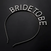 Gümüş Kaplama Kristal Taşlı Bride To Be Gelin Tacı 16x17 Cm thumbnail 2