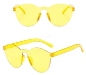 Sert Mika Oval Şekilli Çerçevesiz Sarı Gözlük Retro Parti 5x14 Cm thumbnail 1