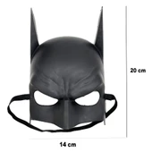 Siyah Renk Çocuk Boy Arkadan Lastikli Batman Maskesi A Kalite  20x14 Cm - 2
