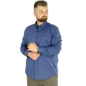 Büyük Beden Erkek Keten Cepli Gömlek 20386 Indigo thumbnail 2