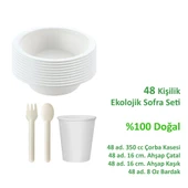 Ekolojik 48 Kişilik Çorba Parti Piknik Sofra Sunum Seti - Çorba Kasesi Bardak Çatal Kaşık Takımı thumbnail 2