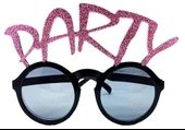 Party Yazılı Simli Pembe Renk Parti Gözlüğü 15x7 Cm - 1