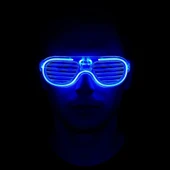 Mavi Led Işıklı Parti Gözlüğü - Neon Glow Şerit Gözlük 3 Modlu thumbnail 2