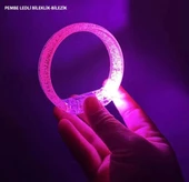Pembe Led Işıklı Baskı Yapılabilen Pilli Bileklik Bilezik 1,5 Cm Genişlik - 1