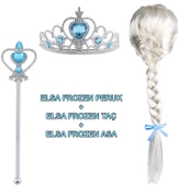 Örgülü Karlar Ülkesi Frozen Elsa Peruğu Tacı Ve Sopası Çocuk Boy - 1
