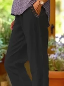 Lucky Life Kadın Beli Lastikli Bağcıklı Cep Ve Pantolon Ucu Güpür Detaylı Pantolon thumbnail 1