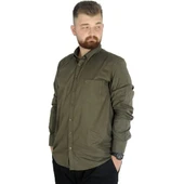 Büyük Beden Erkek Keten Cepli Gömlek 20386 Haki thumbnail 4