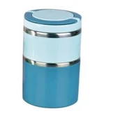 Tohana kulplu çelik sefer tası - yemek termosu saklama kabı 2 katlı mavi 930 ml. thumbnail 3