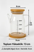 2’li Cam Yağlık Sirkelik Seti 200 ml Ölçülü Borosilikat Cam Yağdanlık + Bambu Stand thumbnail 7