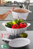 3 Parça Mutfak Süzgeç Seti - Çeyiz Seti BEYAZ - 1