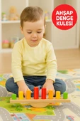 Ahşap Denge Kulesi – Renkli Silindirli Eğitici Motor Beceri ve Koordinasyon Oyunu - 2