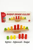 Ahşap Denge Kulesi – Renkli Silindirli Eğitici Motor Beceri ve Koordinasyon Oyunu - 3