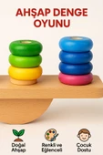 Ahşap Denge Oyunu – Renkli Halkalı Eğitici Motor Beceri ve Koordinasyon Geliştirici - 7