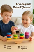 Ahşap Denge Oyunu – Renkli Halkalı Eğitici Motor Beceri ve Koordinasyon Geliştirici - 2