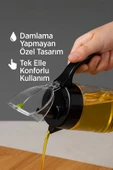 660 ml Şeffaf Cam Yağdanlık – Zeytinyağı, Sirke, Nar Ekşisi İçin İdeal Siyah thumbnail 2
