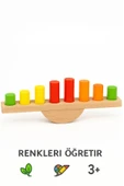 Ahşap Denge Kulesi – Renkli Silindirli Eğitici Motor Beceri ve Koordinasyon Oyunu - 6