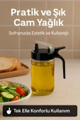 660 ml Şeffaf Cam Yağdanlık – Zeytinyağı, Sirke, Nar Ekşisi İçin İdeal Siyah thumbnail 1