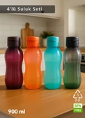 Suluk 4'lü Set Su Şişesi BPA Free Okul Suluğu PP-5 Suluk Spor Okul Ofis Suluğu 900 ml thumbnail 1