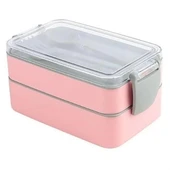 BUFFER® 2 Bölmeli Çok Amaçlı 900 ml Kapasiteli Çatal Kaşıklı Dayanıklı Beslenme Kabı Yiyecek Kutusu thumbnail 4