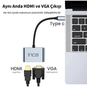 INCA ITPC-06T 0.15metre TYPE-C - HDMI_VGA(D) Görüntü Adaptörü Gümüş 100W - 5