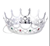 Taşlı Rönesans Kraliyet Gümüş Renk Kraliçe Tacı thumbnail 2
