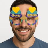 Cupcake Temalı Doğum Günü Renkli Karton Happy Birthday Gözlüğü 6 Adet thumbnail 2