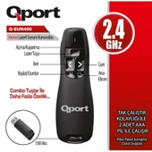 QPORT Q-SUN400 2.4 GHZ USB KIRMIZI LAZERLİ SUNUM KUMANDASI - 1