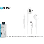 S-LINK SL-BTL01 Beyaz iPhone Telefon Uyumlu Lightning konnektörlü Bluetooth Kulaklık - 3