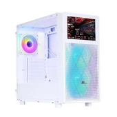 POWERBOOST PB-P4367BW 3-RGB FANLI LCD EKRANLI GAMING MID-TOWER PC KASASI BEYAZ - 1